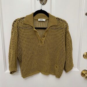 Sandro anis cropped crochet polo top, size 1 (small) - perfect condition